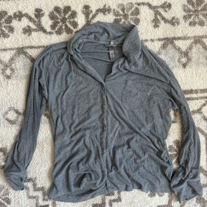 Skims Gray Button-Up Pajama Shirt